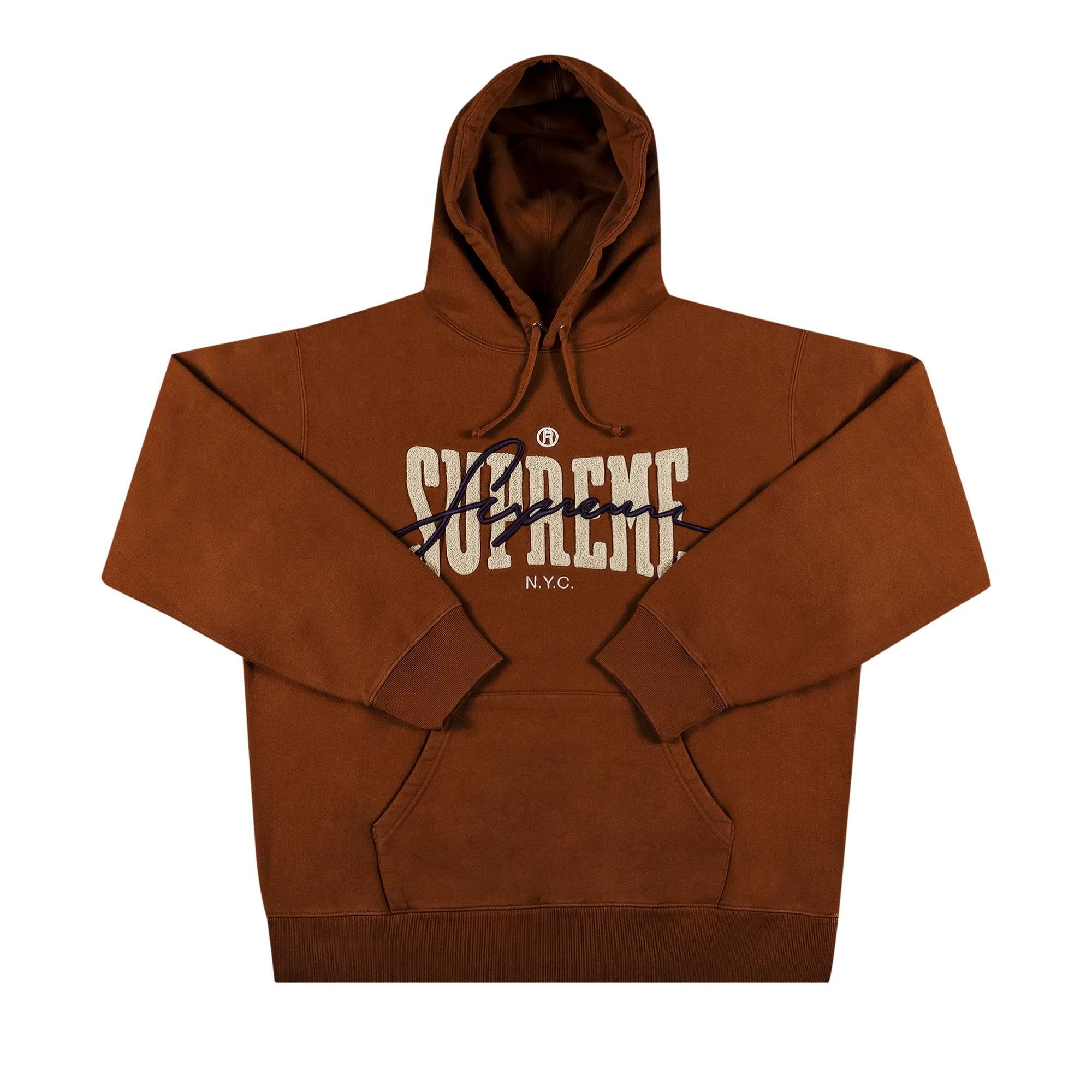 Supreme Embroidered Chenille Hooded Sweatshirt 'brown' for Men | Lyst