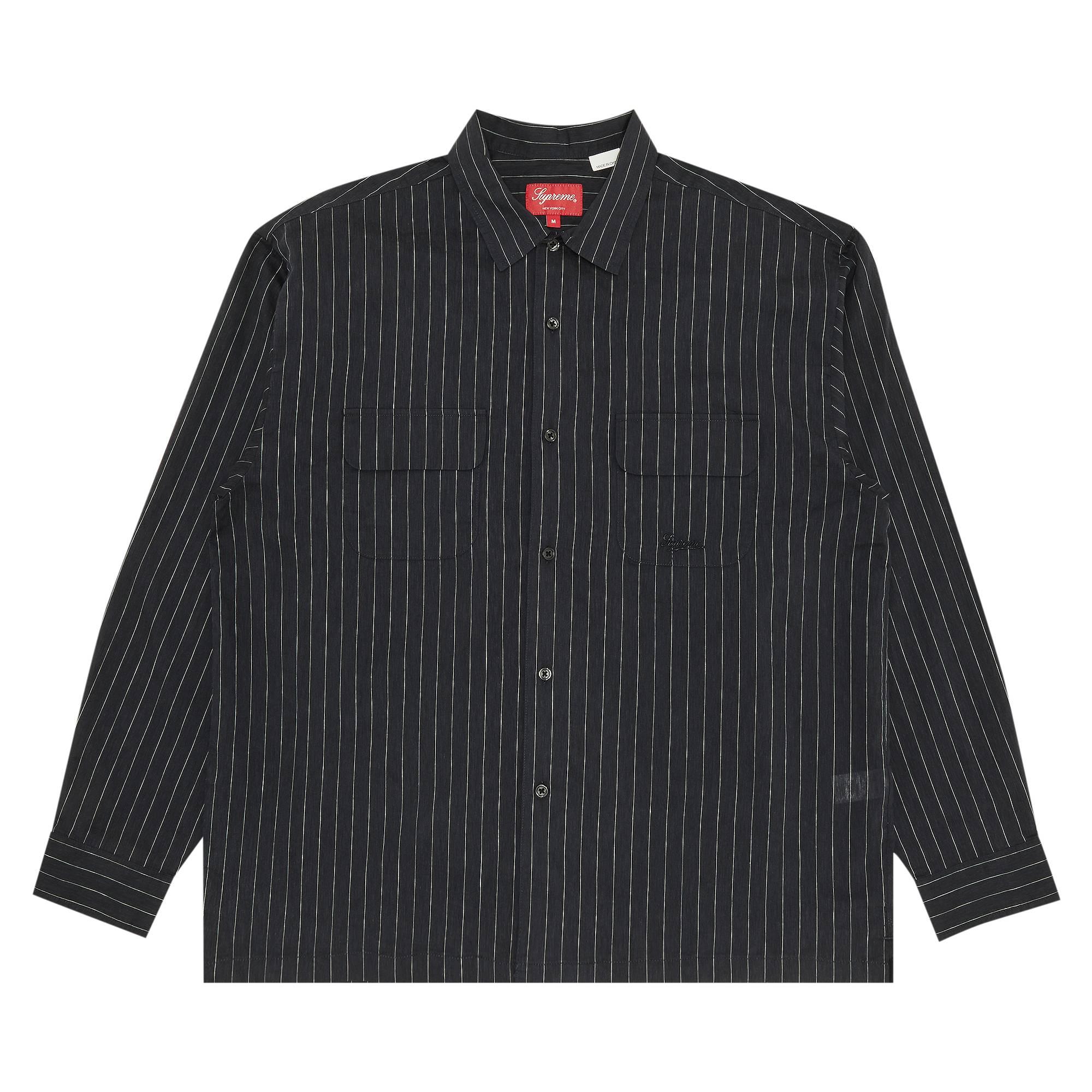 Supreme Men's Black Pinstripe Linen Shirt 'navy'