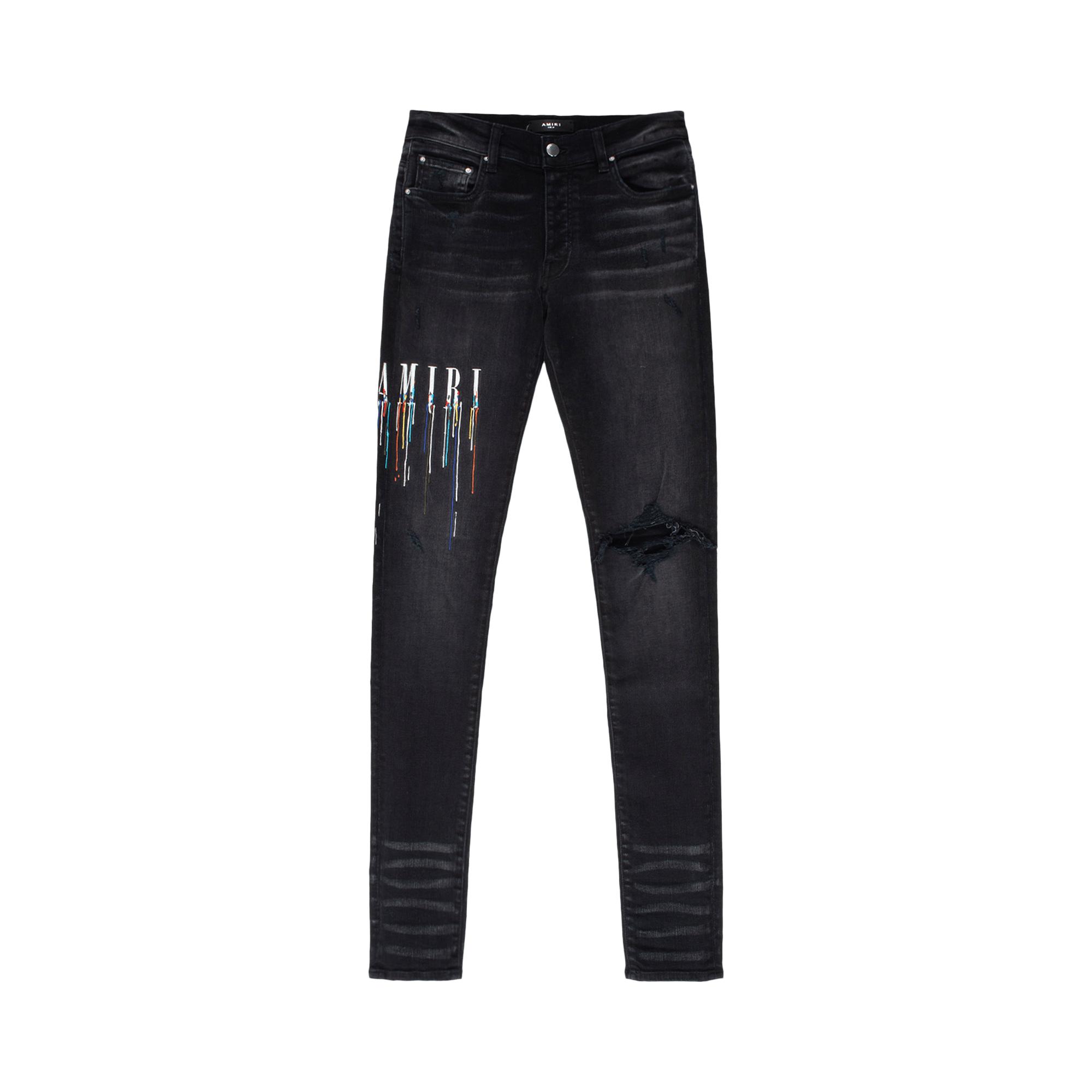 Amiri Paint Drip Logo Jean 'aged Black' for Men Lyst