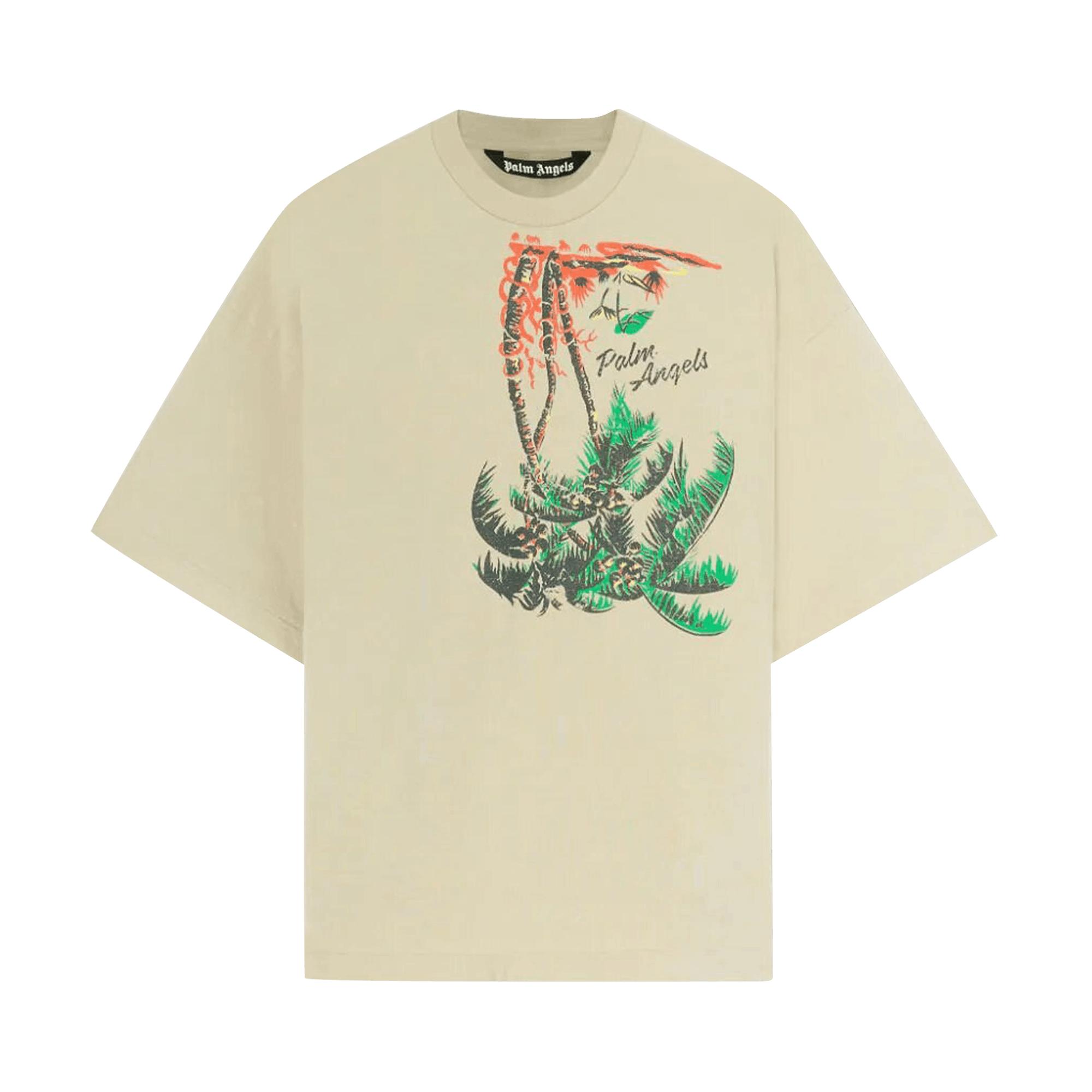 Palm Angels Upside Down Palm T-shirt 'beige' in Green for Men | Lyst