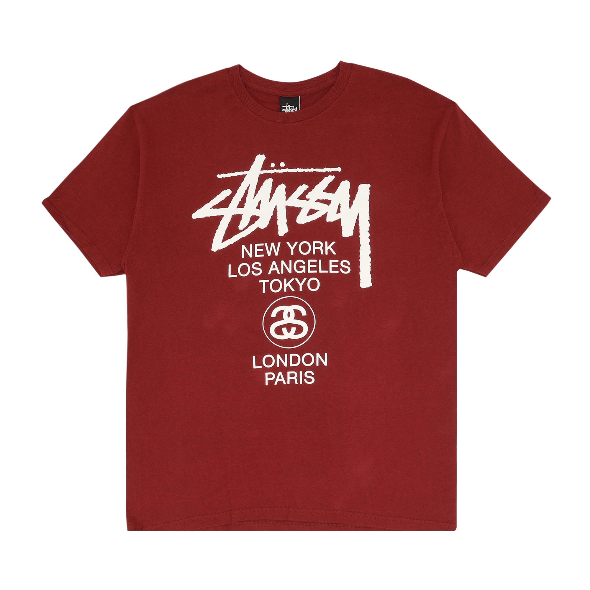 Stussy World Tour Tee 'burgundy' in Red for Men | Lyst