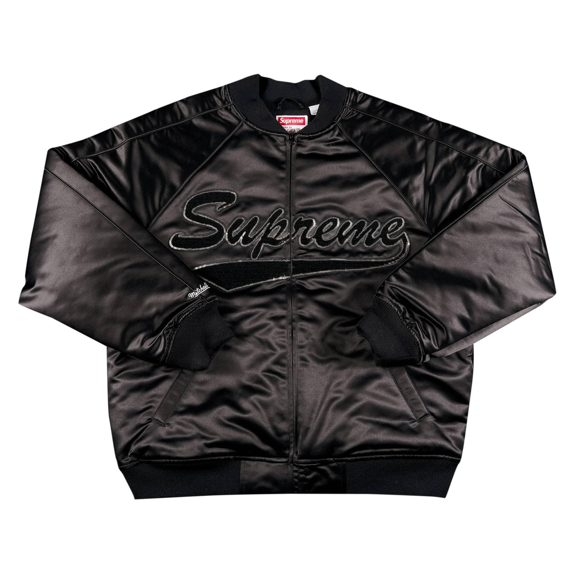 Supreme X Mitchell & Ness Sequin Logo Varsity Jacket 'black' for
