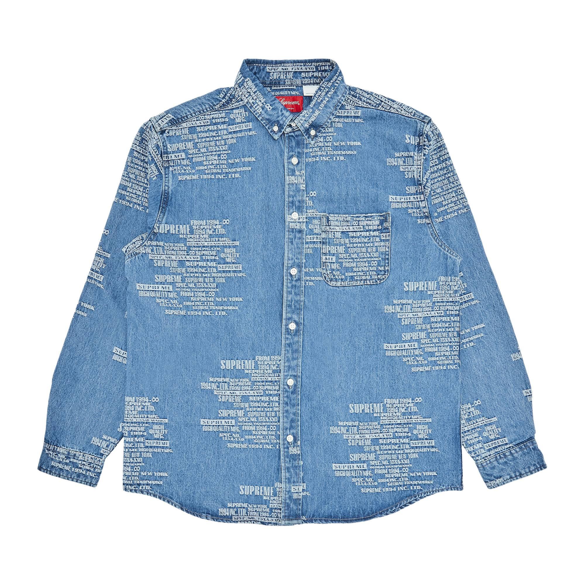 Supreme Trademark Jacquard Denim Shirt 'washed Blue' for Men | Lyst