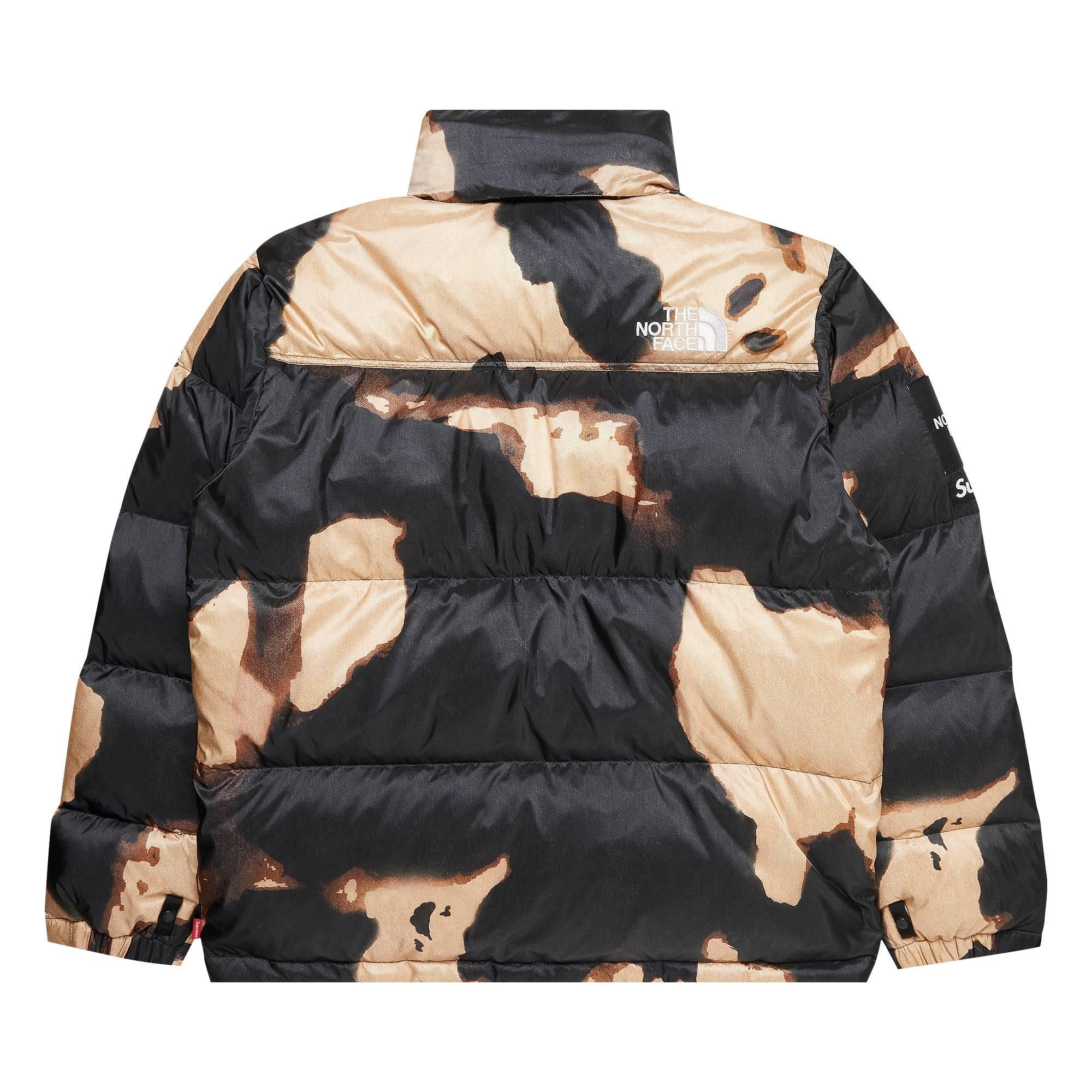 Supreme X The North Face Bleached Denim Print Nuptse Jacket 'black