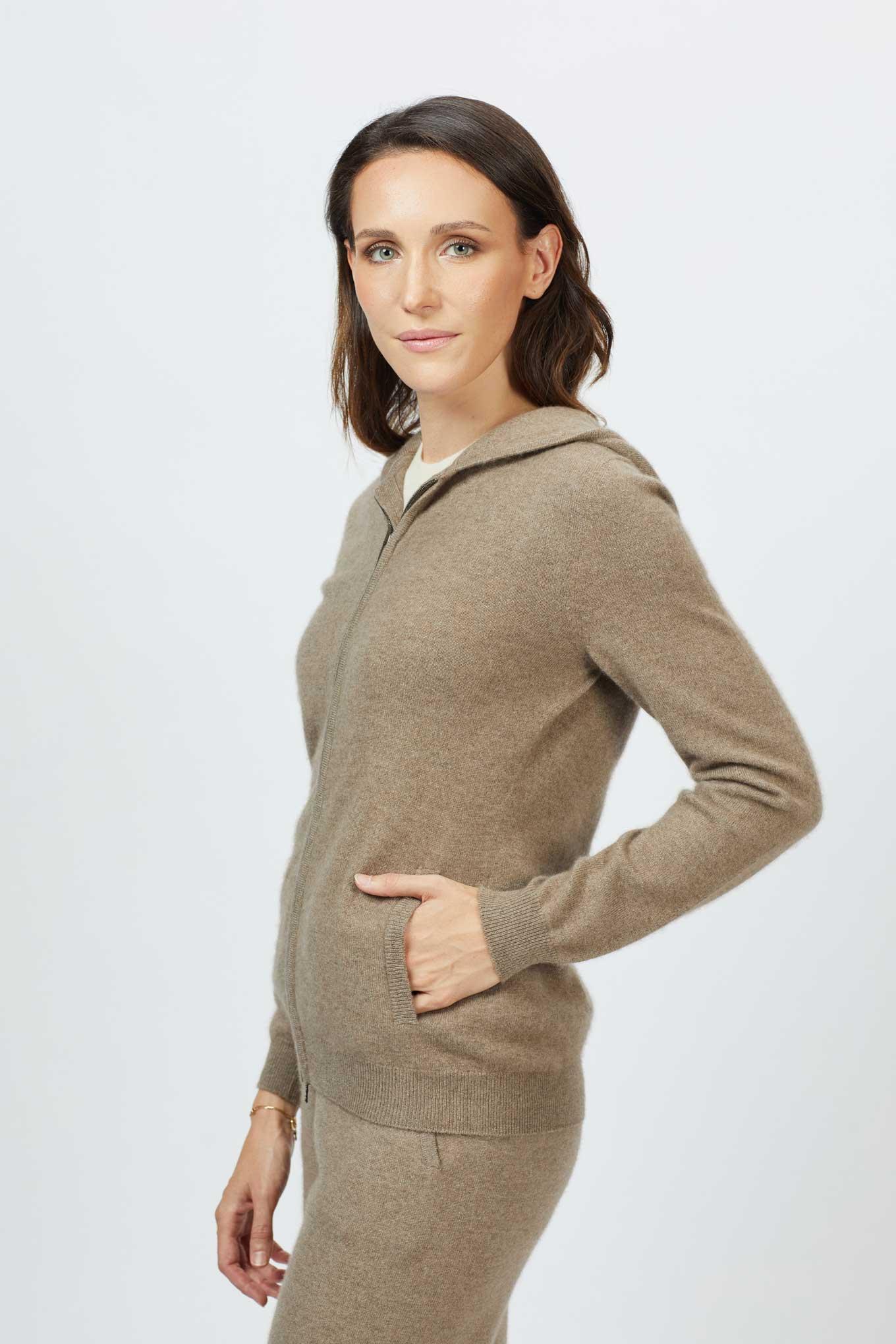 full zip cashmere hoodie