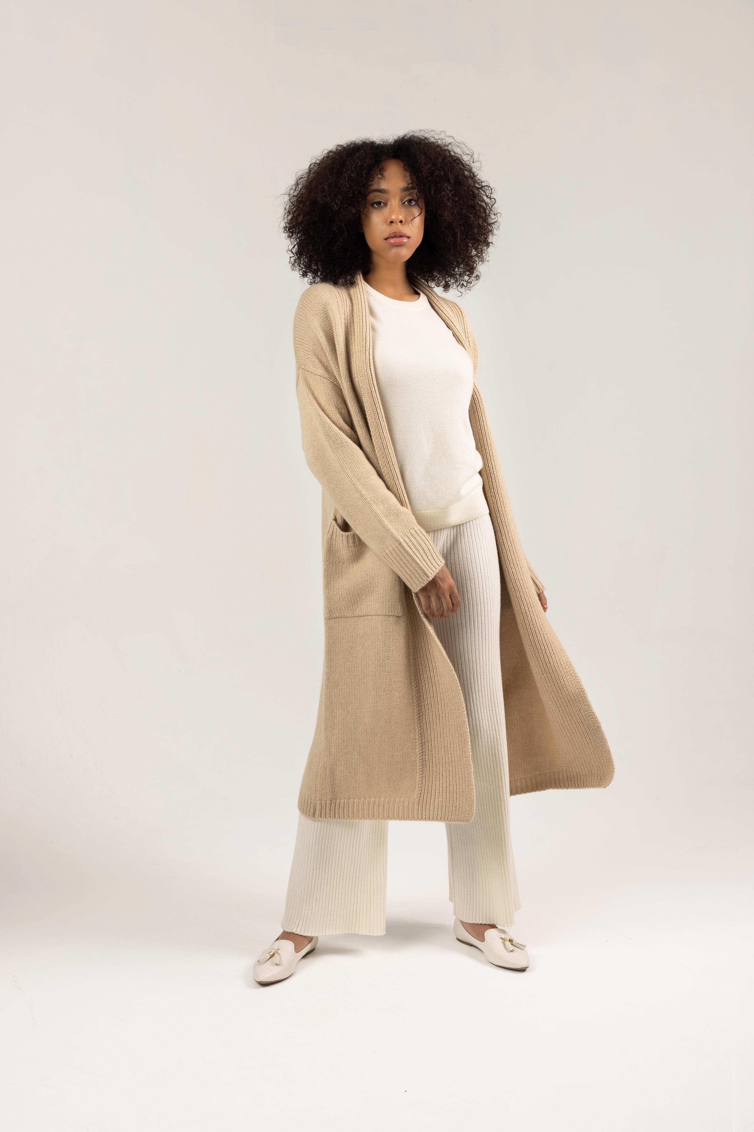Gobi Cashmere Cashmere Chunky Long Cardigan in Beige (Natural) - Lyst