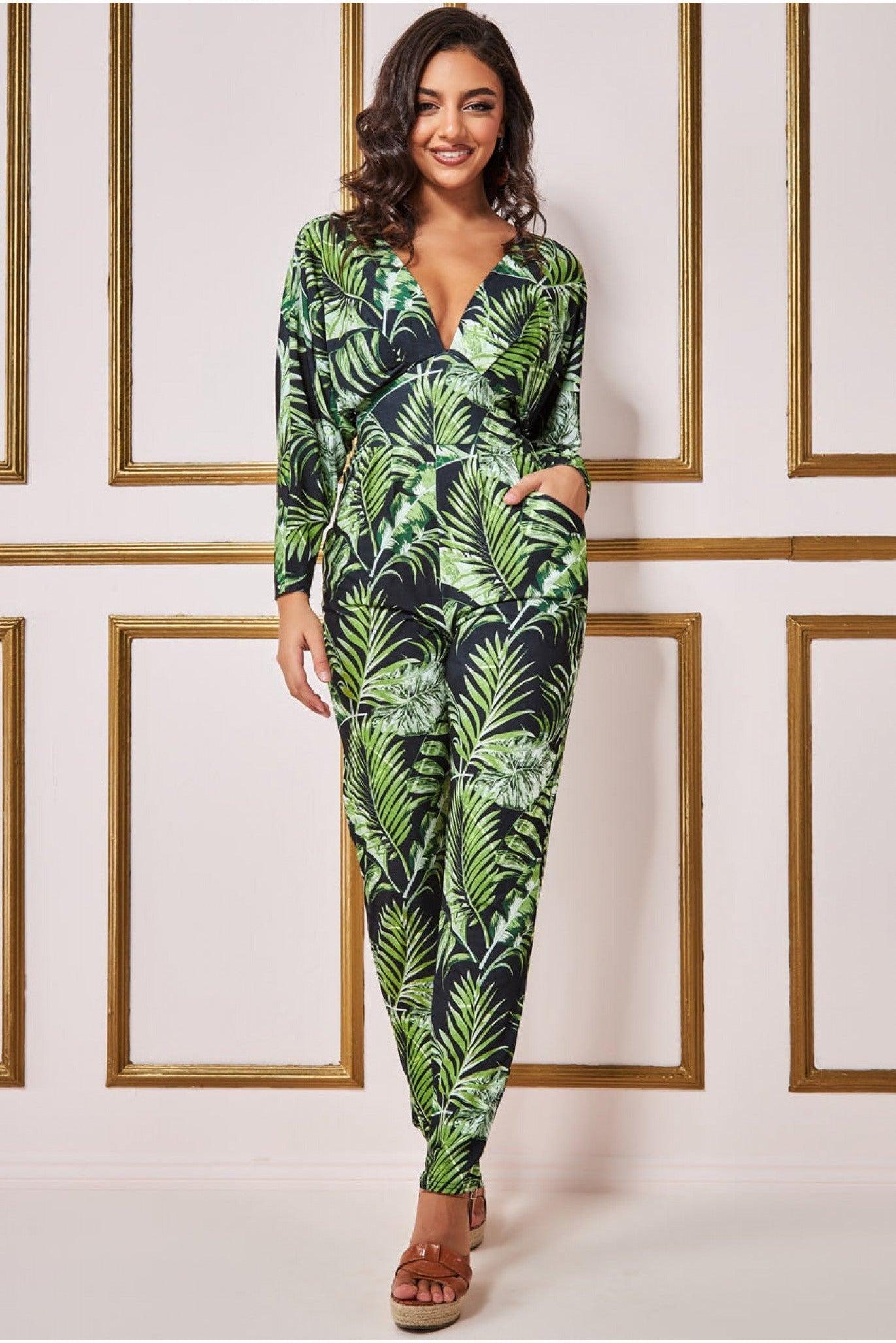 Women Outfit 2023 Jumpsuits Tropical Print Crisscross Backless Wide Leg  Jumpsuit - AliExpress