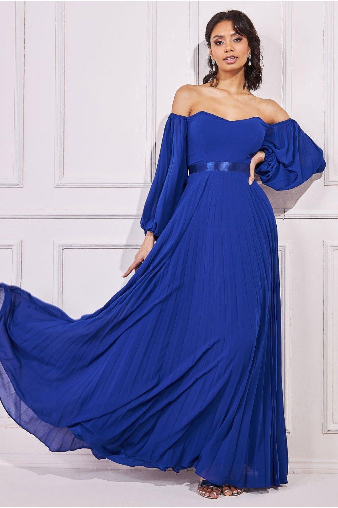 Royal blue top flowy maxi dress