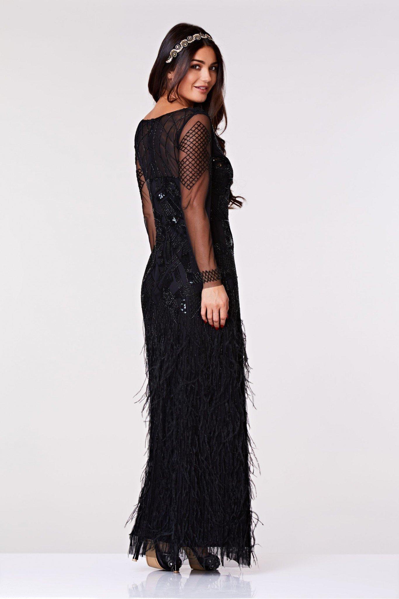 maxi feather dress
