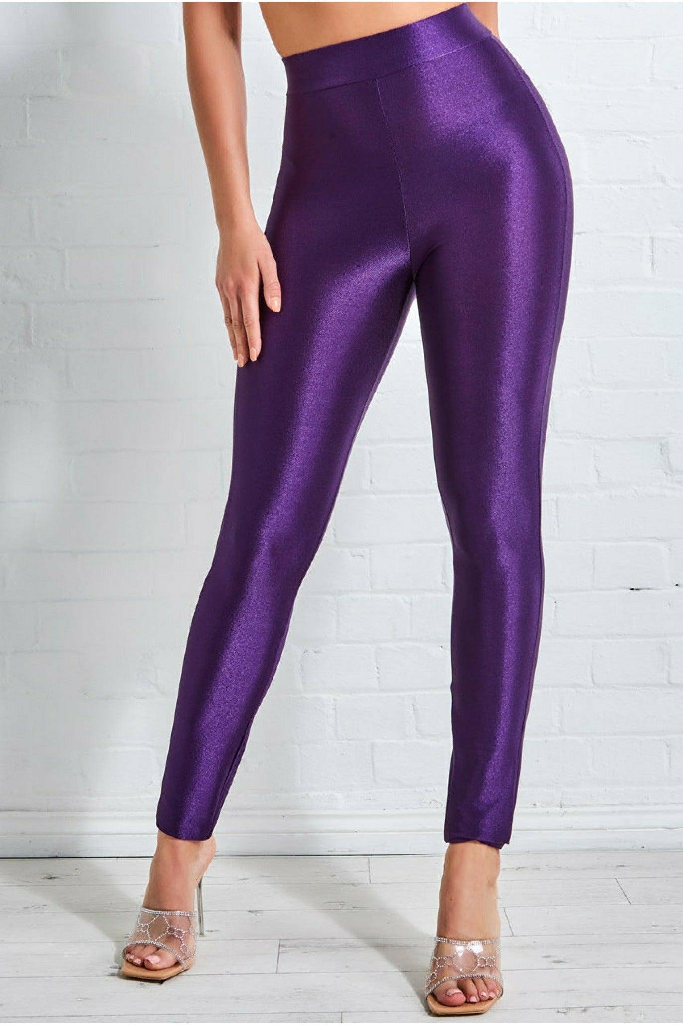 Goddiva Disco Leggings in Purple | Lyst