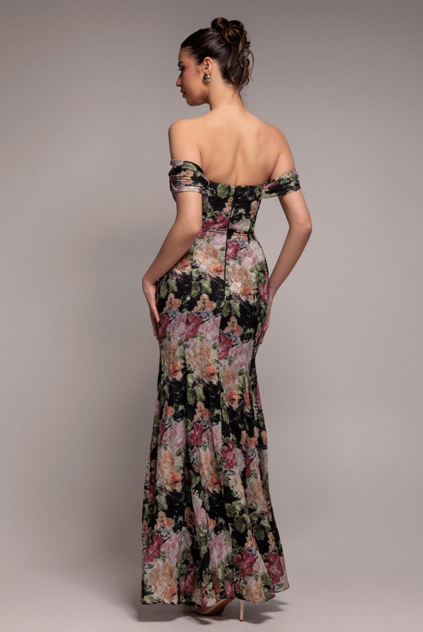 goddiva cowl neck chiffon maxi dress product info and reviews Goddiva One Shoulder Cowl Neck Chiffon Floral Maxi Dress