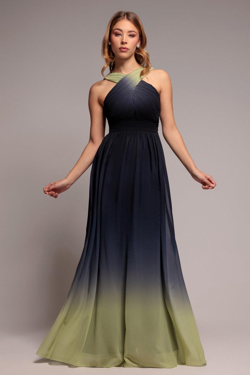 slim fit dress slacks Sequin Leaf Long Sleeve Maxi Dress - Gold main image 1