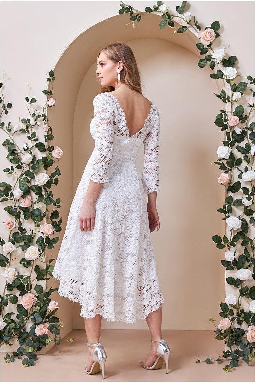 lace midi wedding dress