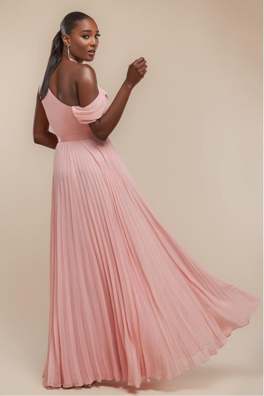 sachin and babi light blue dress One-Shoulder Crinkle Chiffon Bridesmaid Dress