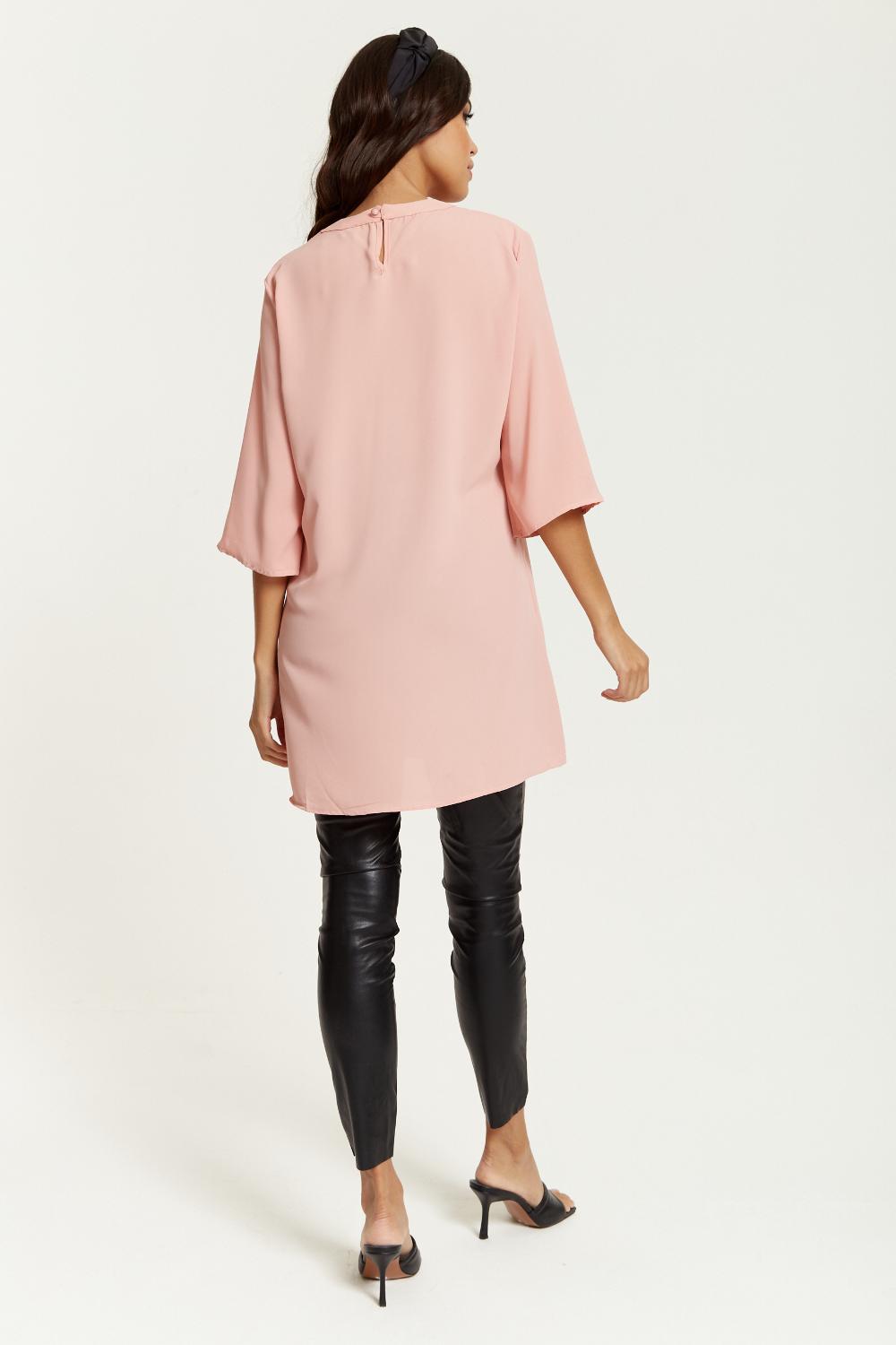 Hoxton Gal Oversized Detailed Neckline Tunic in Pink | Lyst