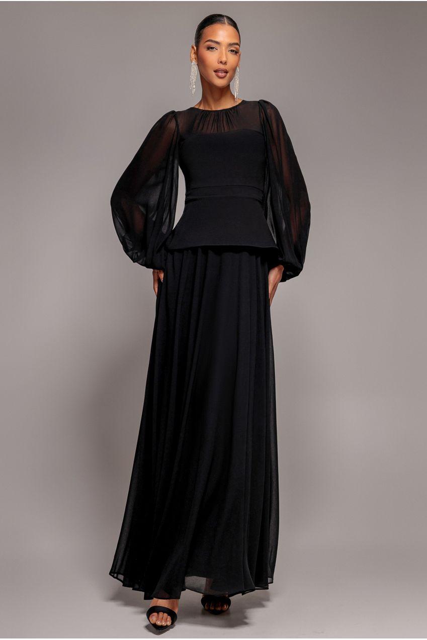chiffon peplum dress True 1940s Show Stopper Peplum Dress in Chiffon and Lace