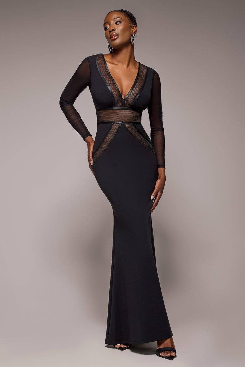 goddiva sequin high neck feather cuff maxi dress reviews Black Goddiva Sequin High Neck Feather Cuff Maxi Dress