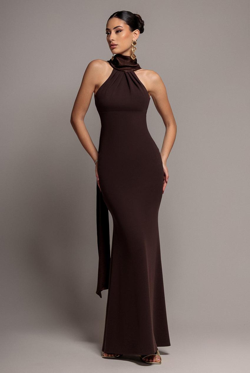 brown wedding guest dress uk WEDTREND Women Brown Mermaid Long Mother of the Bride Dress with Ruffles  Chiffon Off the Shoulder Wedding Guest Dress with Appliques – Wedtrend UK main image 0