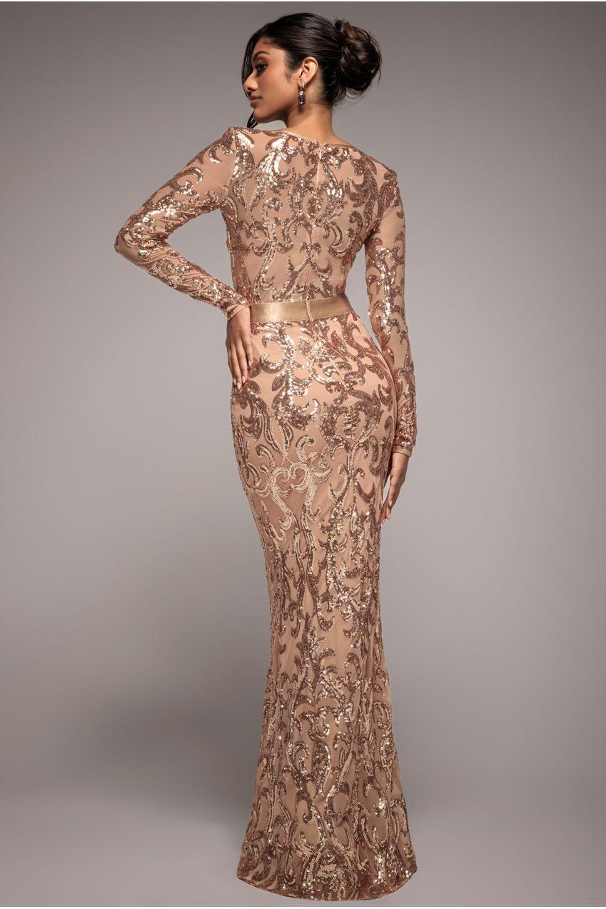 Goddiva Embroidered Sequin & Mesh Maxi Dress | Lyst UK