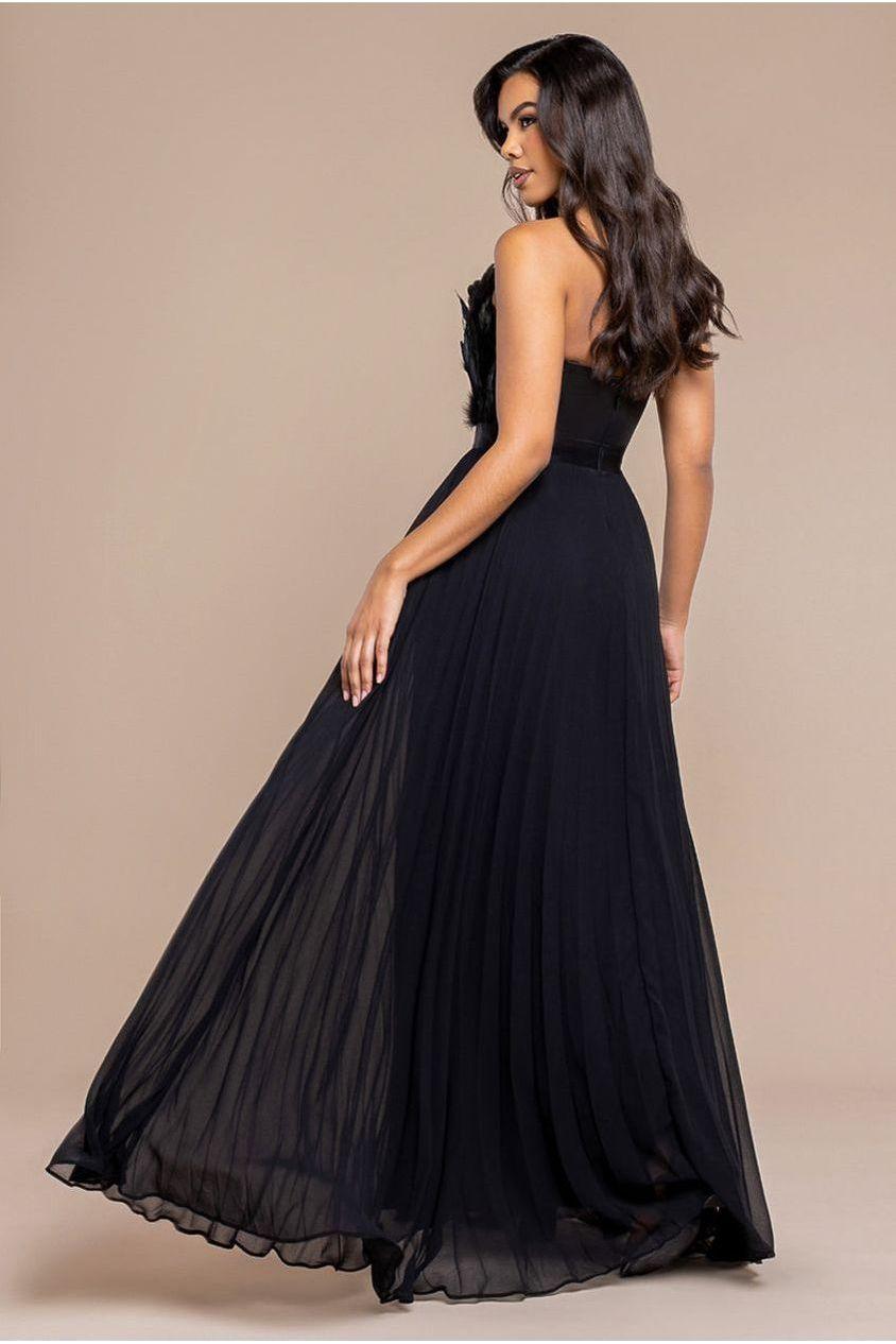 パーティードレス Feather Trim Off-The-Shoulder Gown Designer Off The Shoulder Feather Dresses for Women - Up to