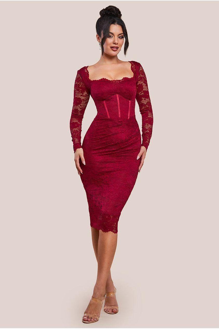 Long Sleeve Emerald Green Lace Dress Uk Goddiva Scalloped Lace Corset Bodice Midi Dress In Red Lyst UK Long Sleeve Emerald Green Lace Dress Uk Goddiva Scalloped Lace Corset Bodice Midi Dress In Red Lyst UK