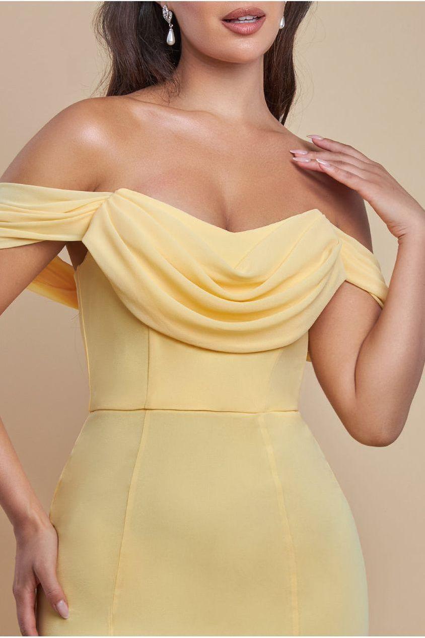 goddiva chiffon bardot cowl neck maxi dress Shop Goddiva Chiffon Bardot Cowl Neck Maxi Dress Online in Oman