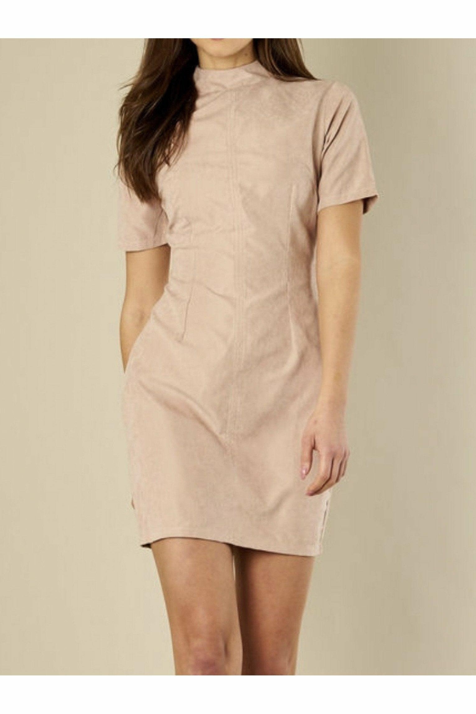Madam Rage Suede Mini Dress in Nude 
