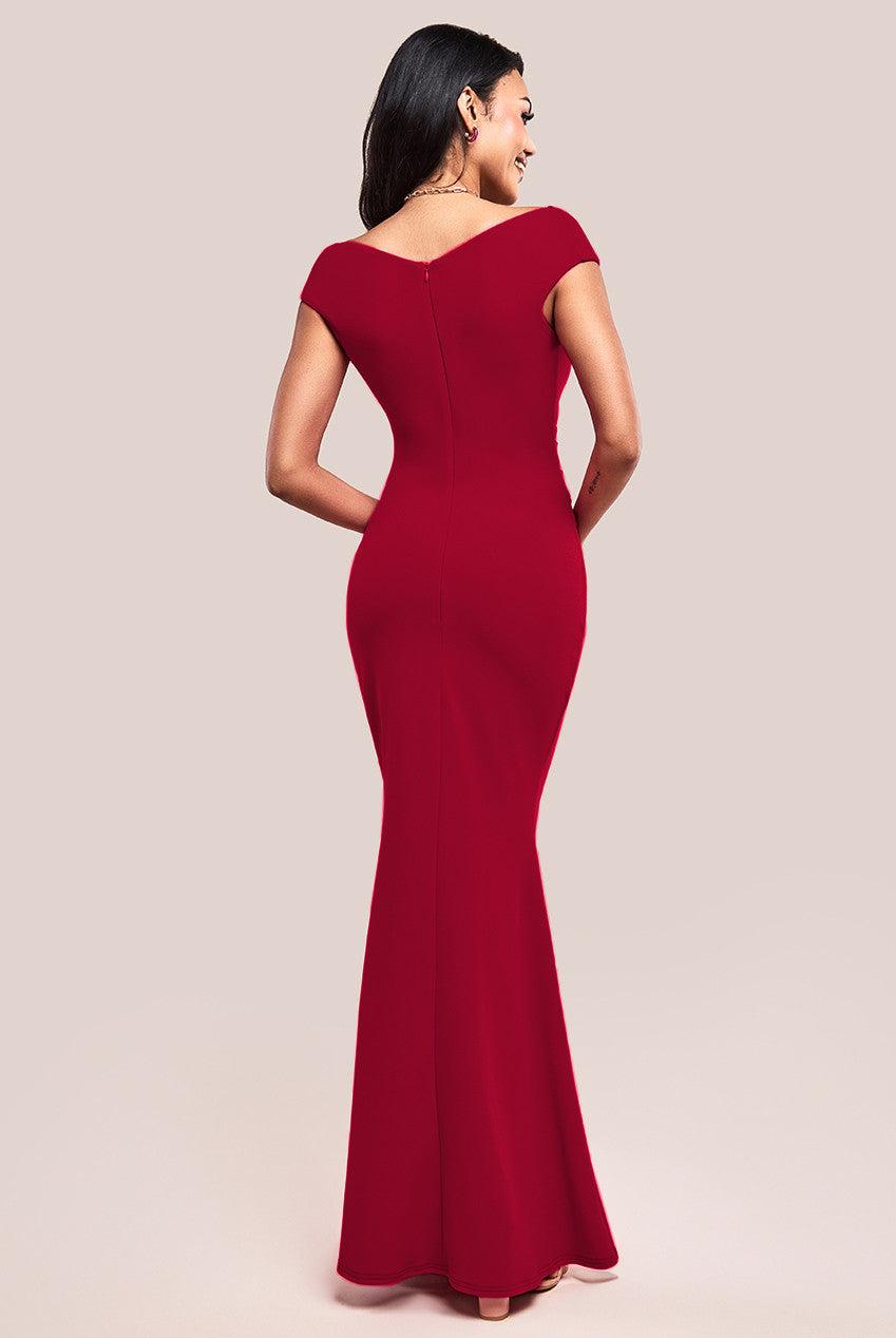 Bardot pleated maxi prom dress deals