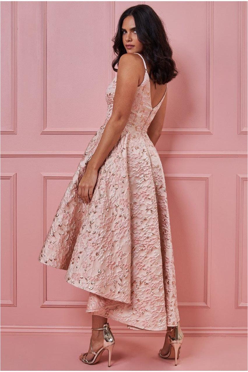 Low Sleeveless Jacquard Maxi Dress 
