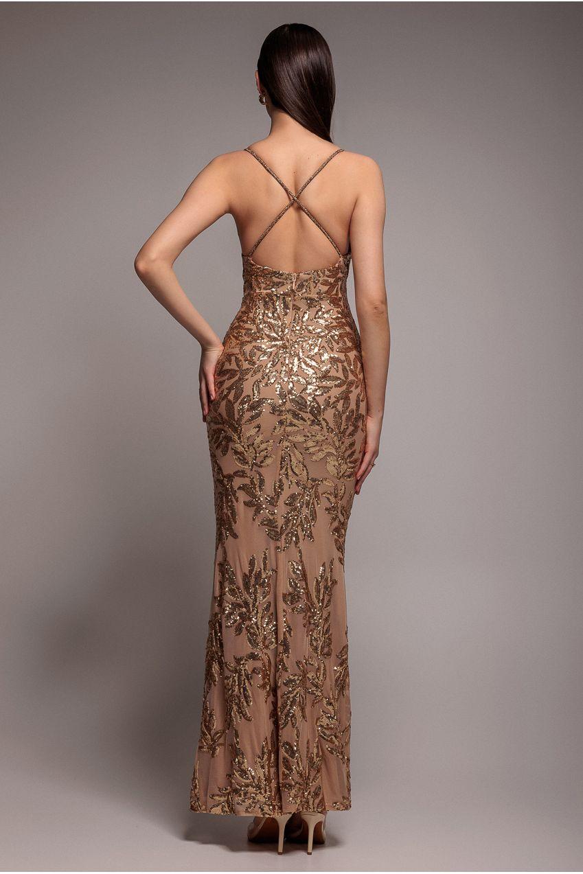 Goddiva Diamante Strap Sequin Maxi Evening Dress in Pink | Lyst UK