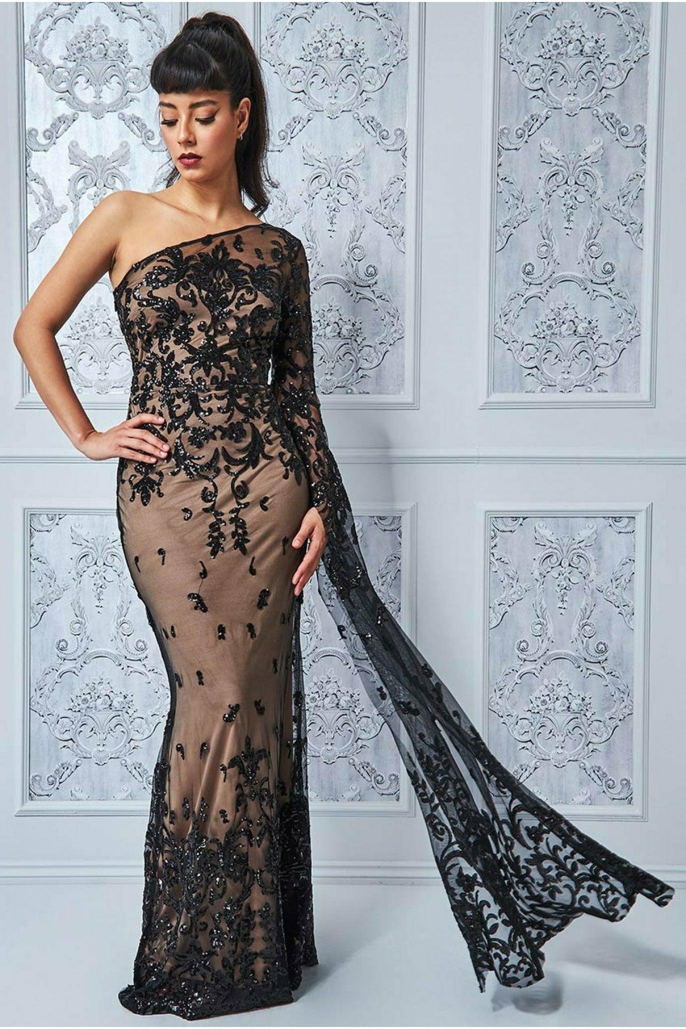 Goddiva Chiffon Sequin Mesh One 