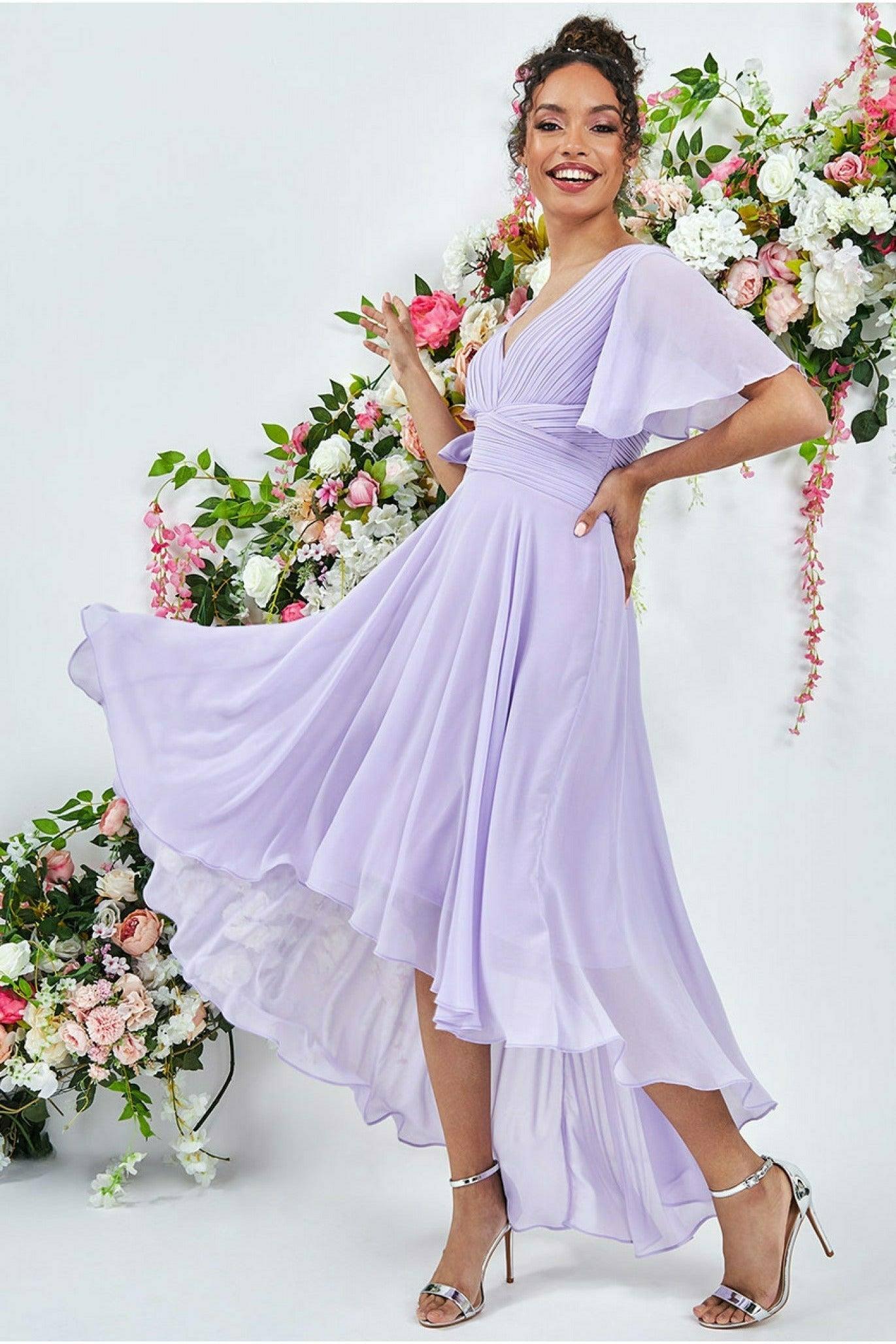 1年保証付き All Day lilac Dress Pleated Long ロングワンピース