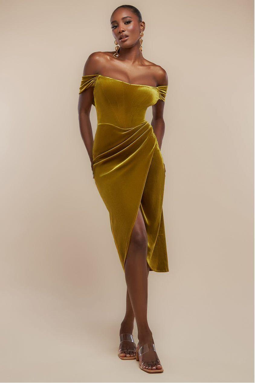 slim fit dress slacks Liquid Sequin Corsage Maxi Dress - Gold main image 0
