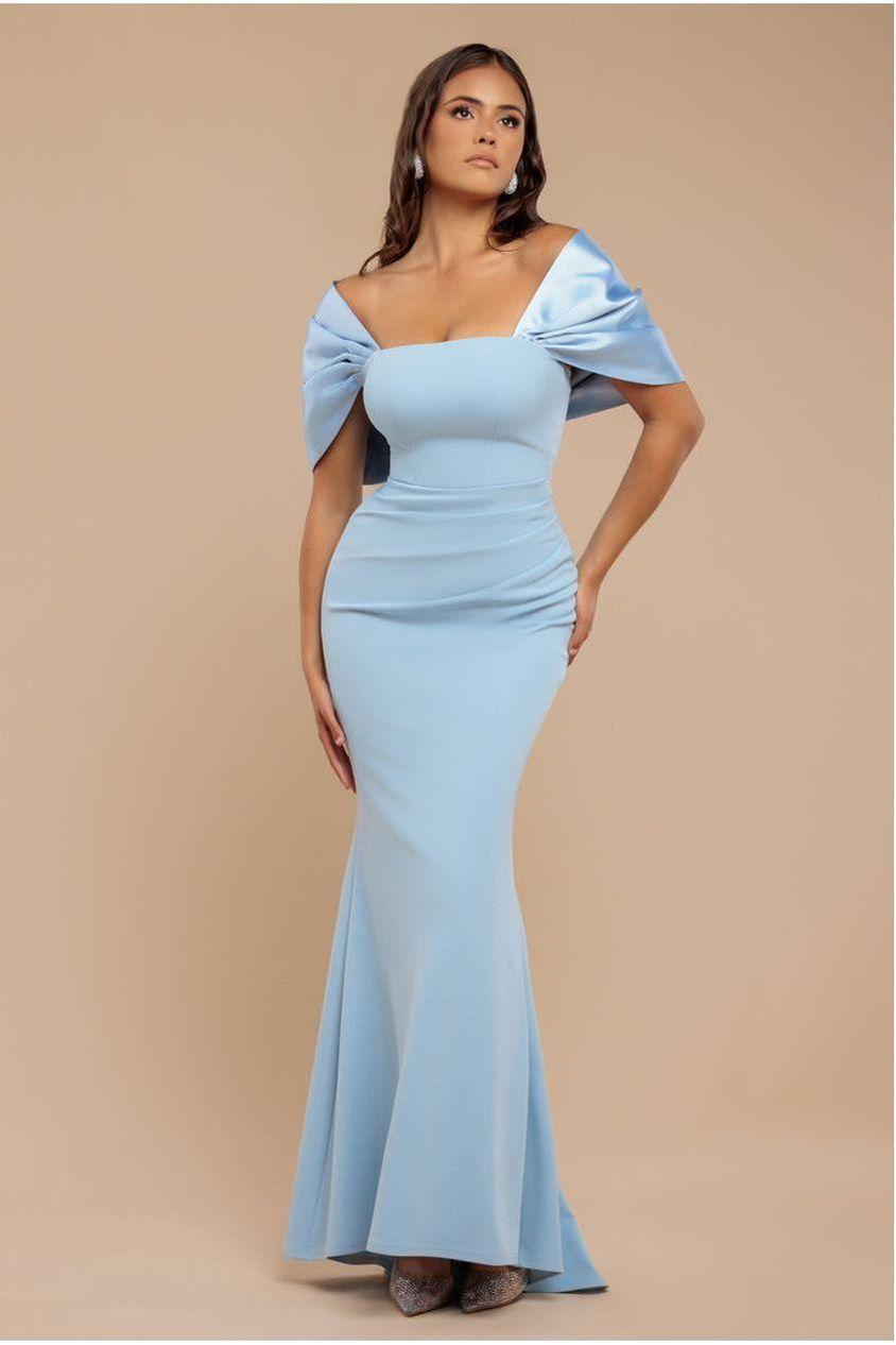 goddiva blue dress Plus Size Light Blue Balloon Sleeve Maxi Dress main image 1