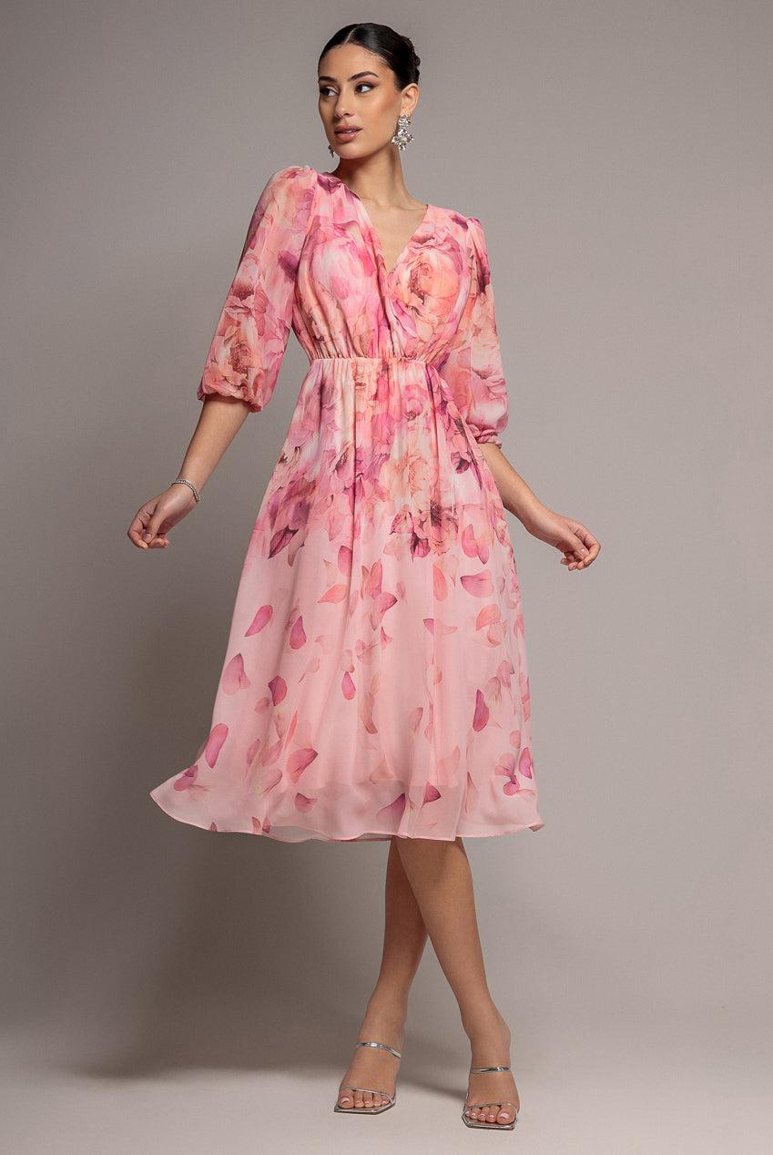 knee length dresses for ladies Vintage Floral Linen Cotton Maxi Dress – Women’s 1950s Inspired Prom & Bridesmaid Dress 0665 Floral / Xs