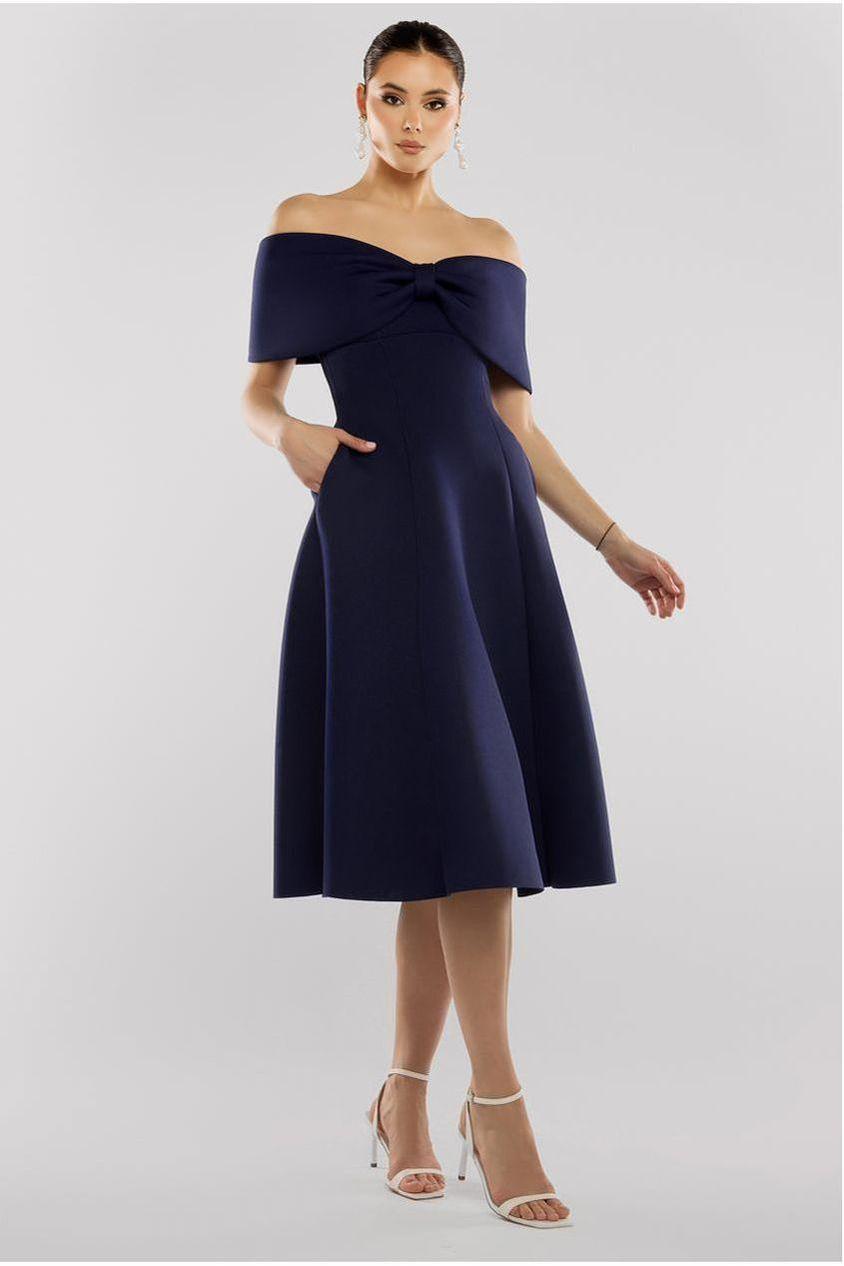 goddiva blue dress Goddiva Jacquard Sleeveless A-line Midi Dress main image 1