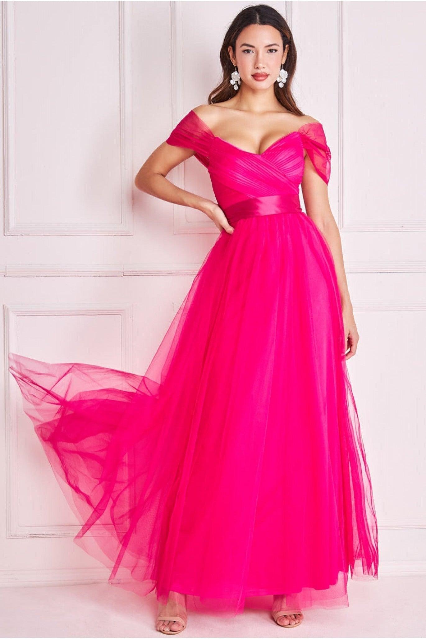 Goddiva Off The Shoulder Princess Maxi Dress in Pink Lyst UK