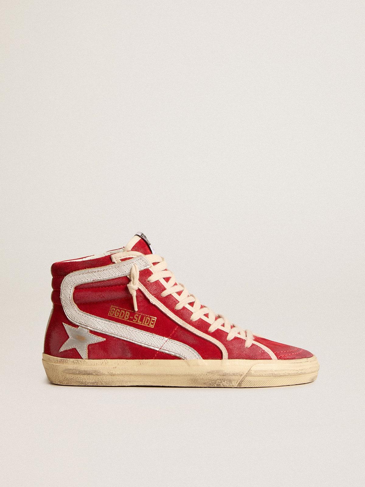 Slide De Ante Rojo Con Estrella Plateada Y Detalle De Coma Con Estampado Lagarto Mujer Talla Golden Goose de color Rosa Lyst