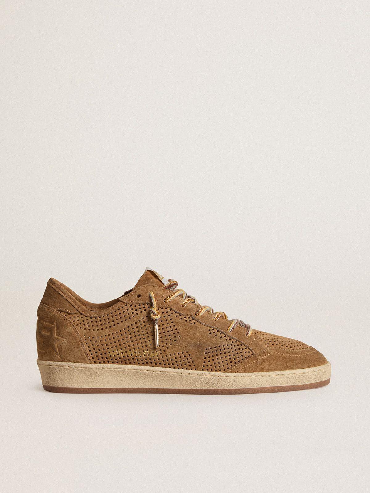 Golden Goose Ball Star With Perforated Tobacco-Colored Suede Upper 