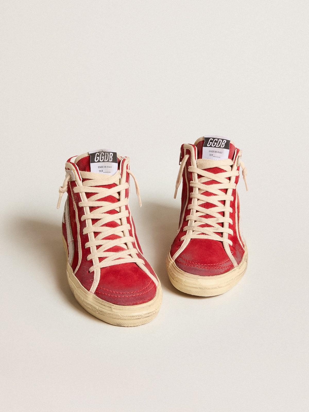 Slide De Ante Rojo Con Estrella Plateada Y Detalle De Coma Con Estampado Lagarto Mujer Talla Golden Goose de color Rosa Lyst