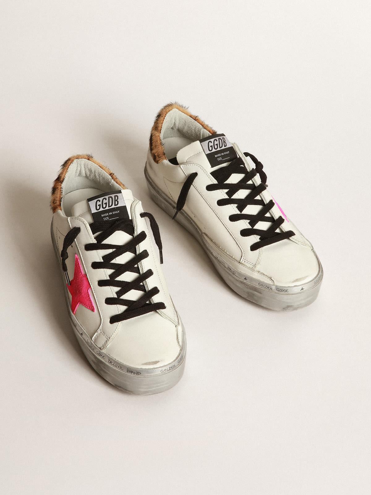 Golden Goose Hi Star Sneakers With Fuchsia Star And Leopardprint Heel