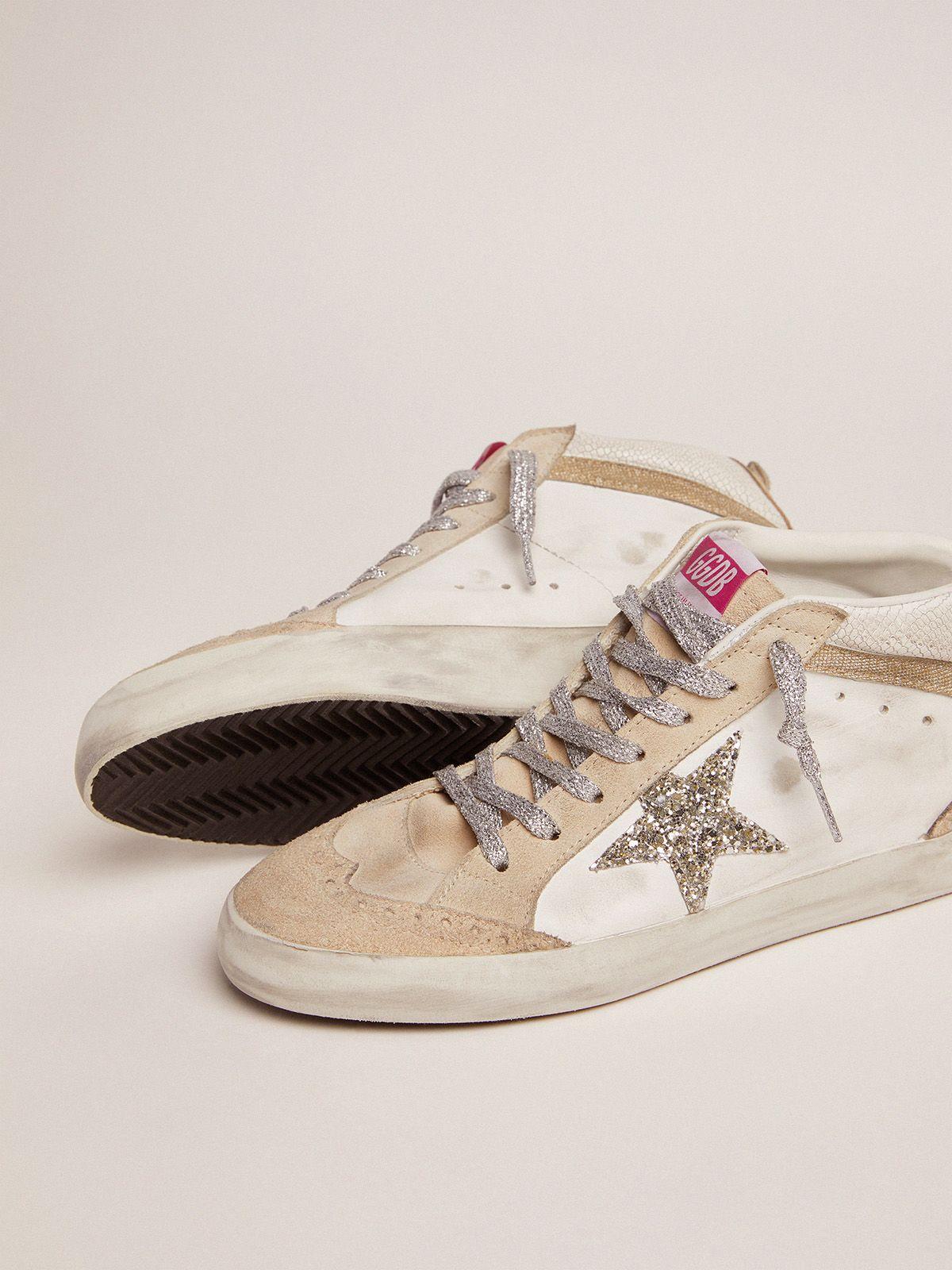 Golden Goose Mid Star Ltd Sneakers With Light Green Glitter Star And  Snake-print Leather Insert - Lyst