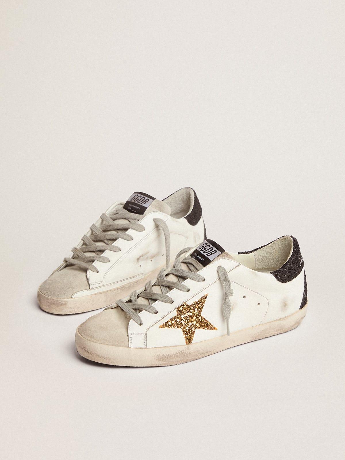 Gold Star And Glittery Black Heel Tab 