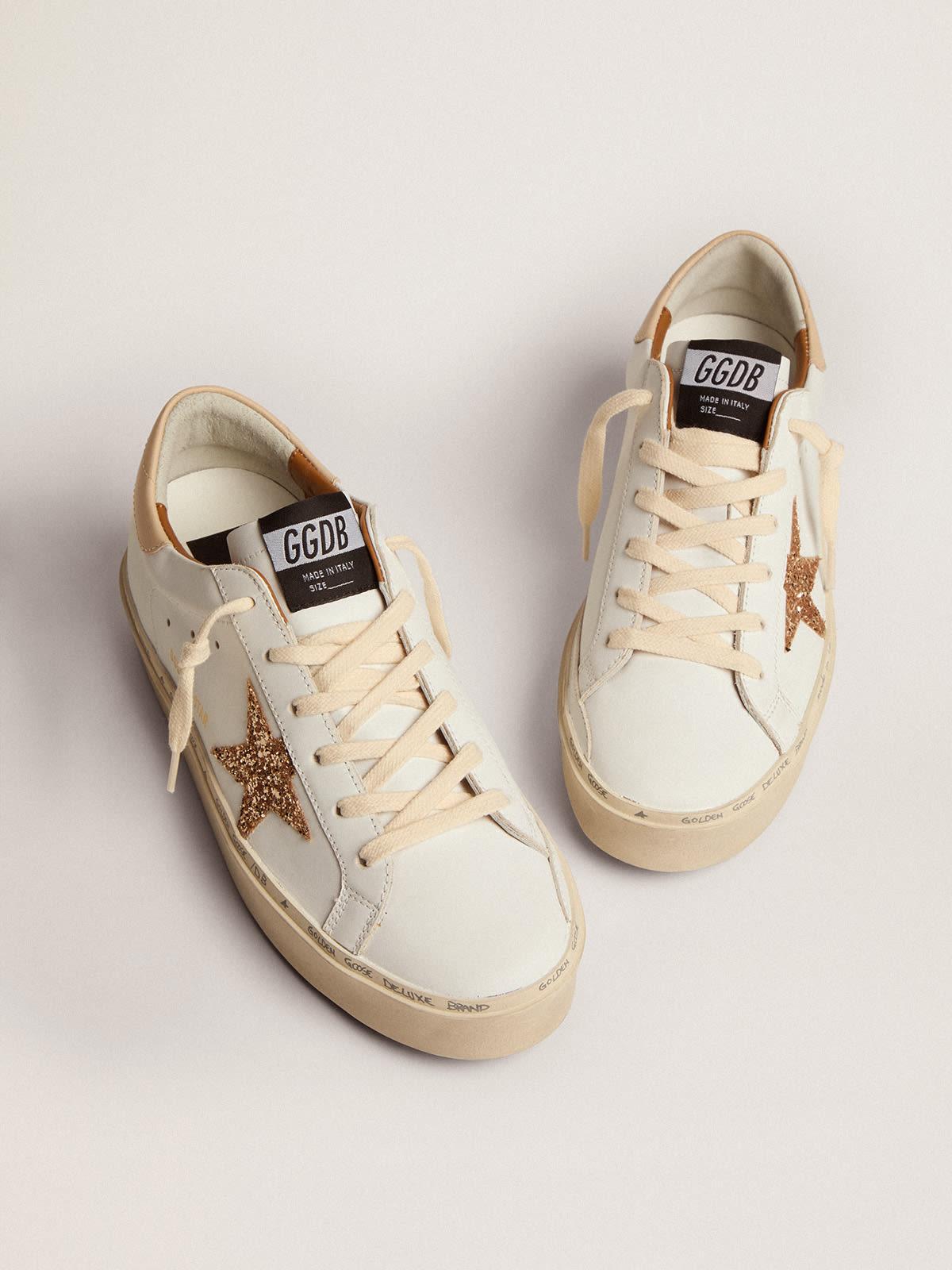 Golden Goose Hi Star Sneakers With Gold Glitter Star And Beige Leather Heel Tab In Natural Lyst Australia