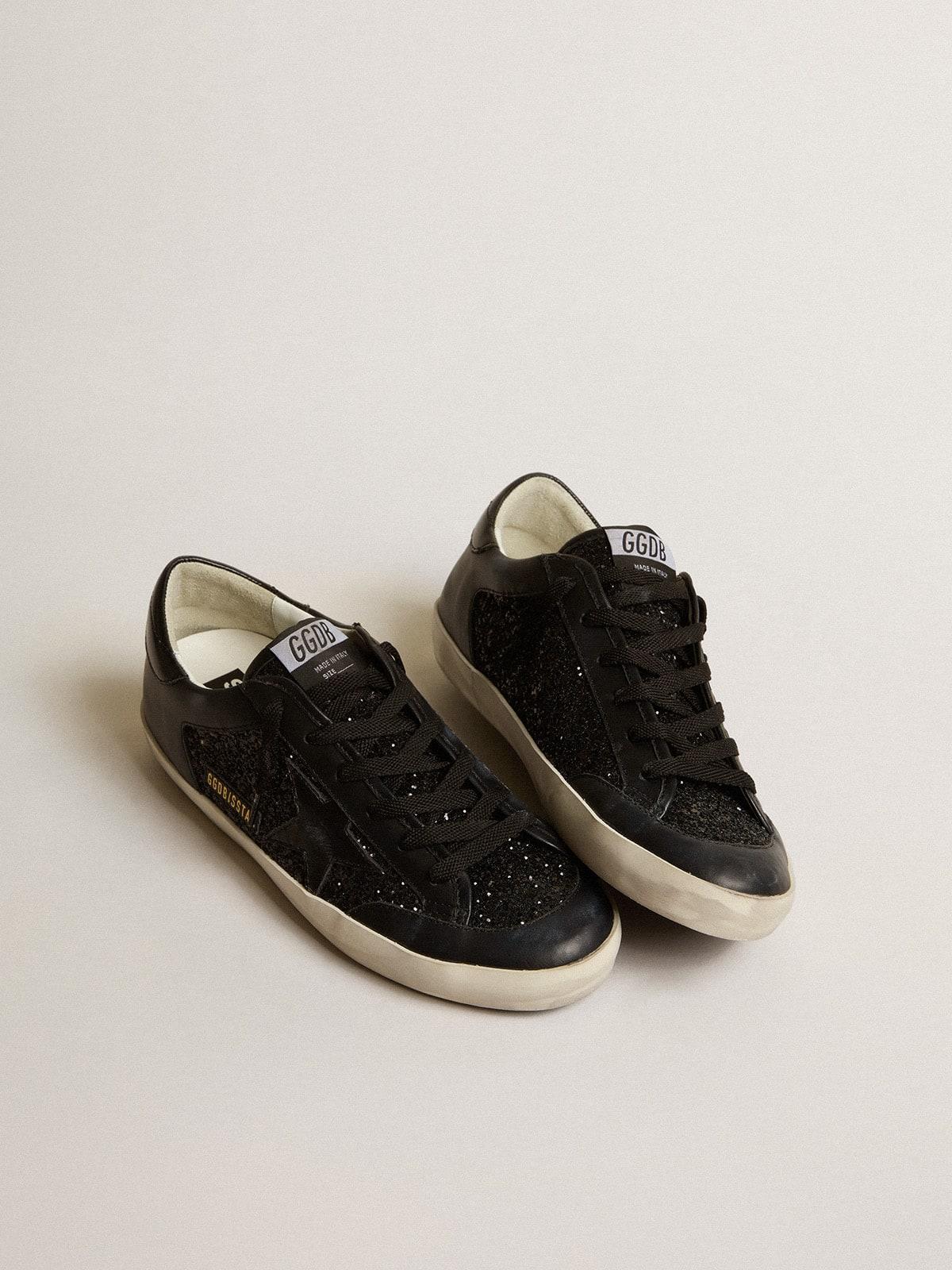 Super Star En Cuir Nappa Et Paillettes Noirs Avec Etoile En Cuir Brillant Noir Femme Taille Golden Goose en coloris Noir Lyst
