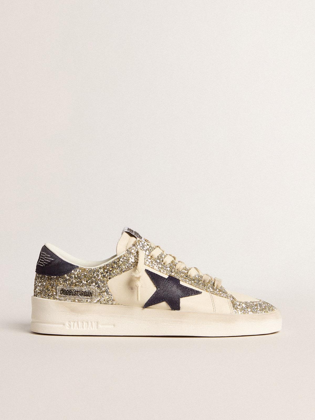 Stardan De Mujer Con Purpurina Platino Y Estrella Y Refuerzo Del Talon De Ante Azul Oscuro Mujer Talla Golden Goose de color Neutro Lyst