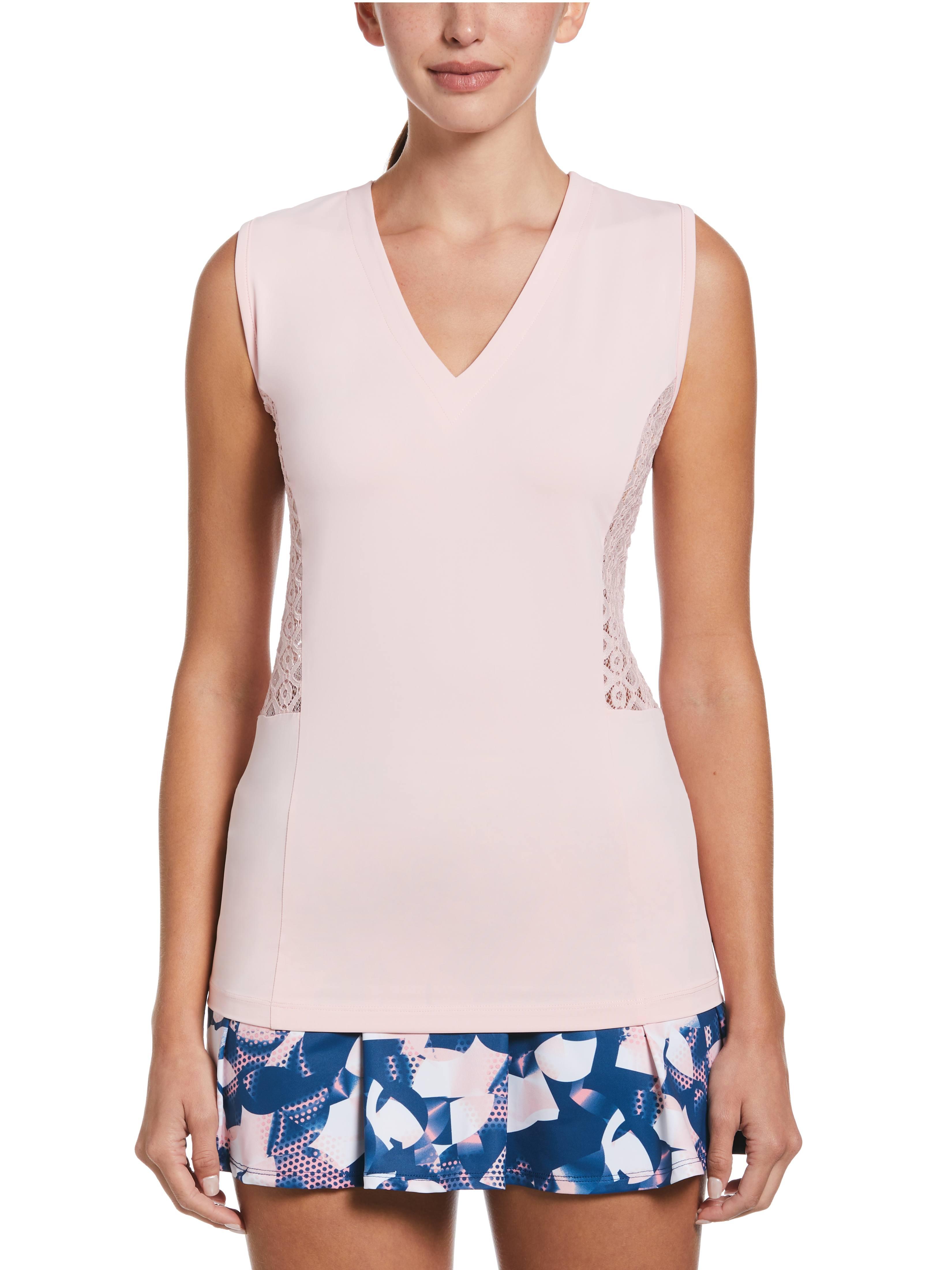 Original Penguin Vneck Tennis Top With Lace Inserts in Pink Lyst