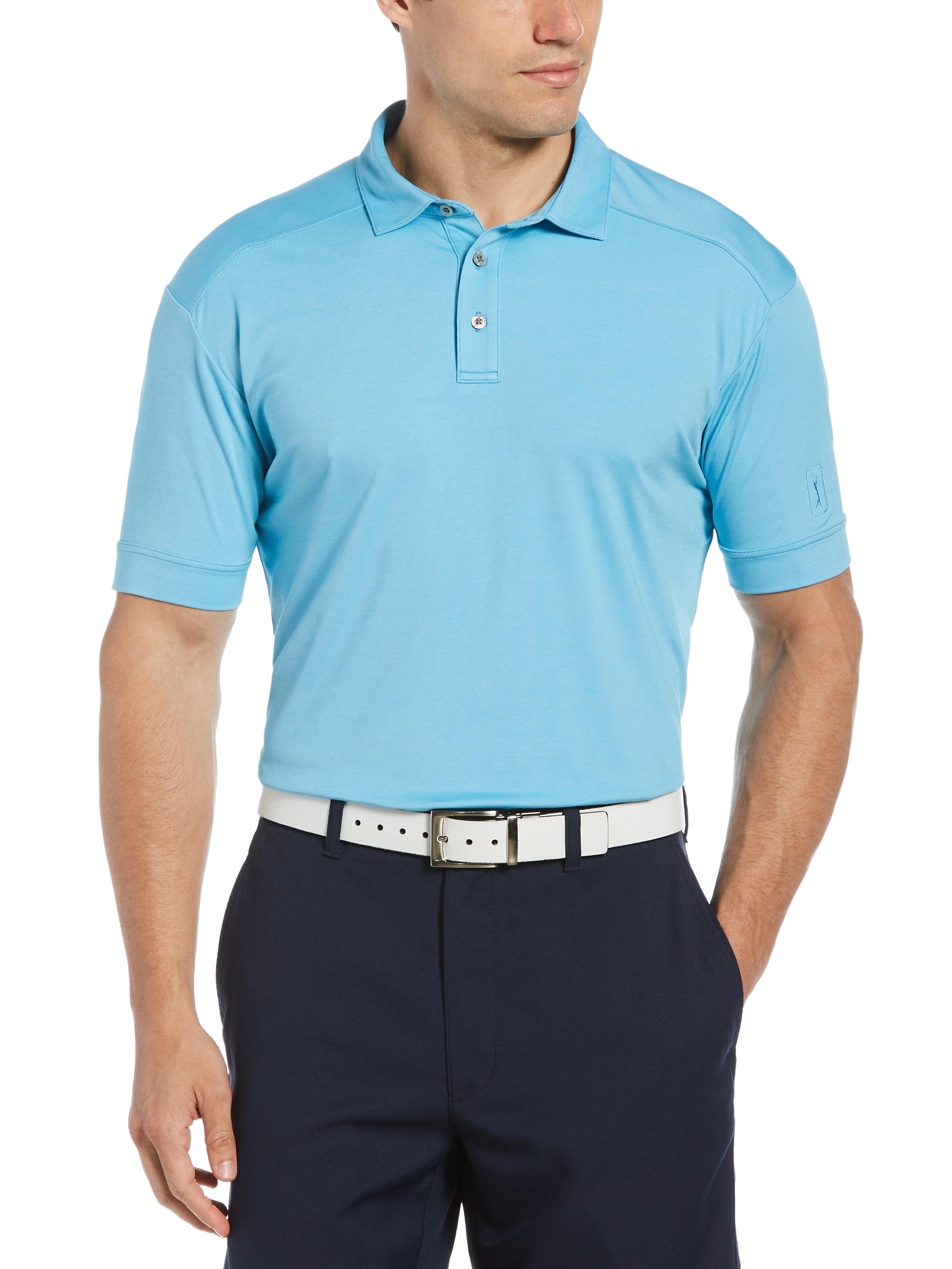 PGA TOUR Mens Short Sleeve Tour Soft Heather Pocket Polo Shirt