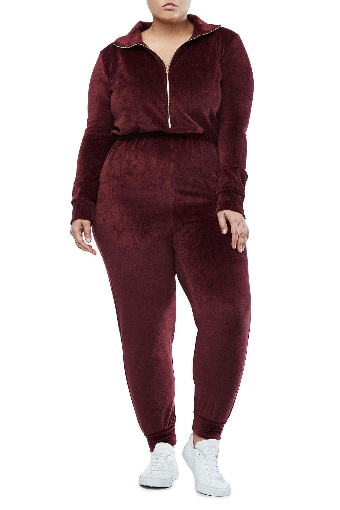 good american velour jumpsuit