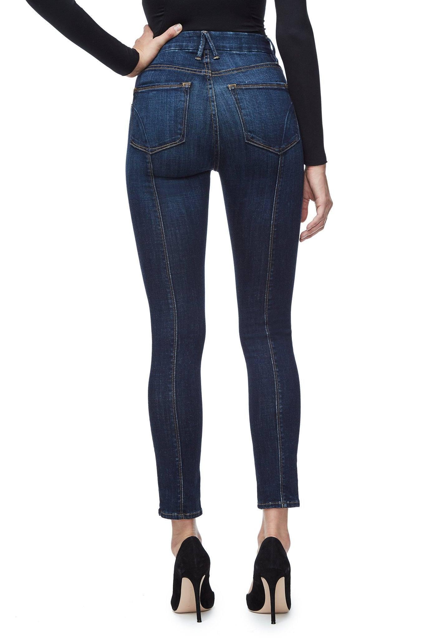 good american good waist piecing high rise skinny jeans